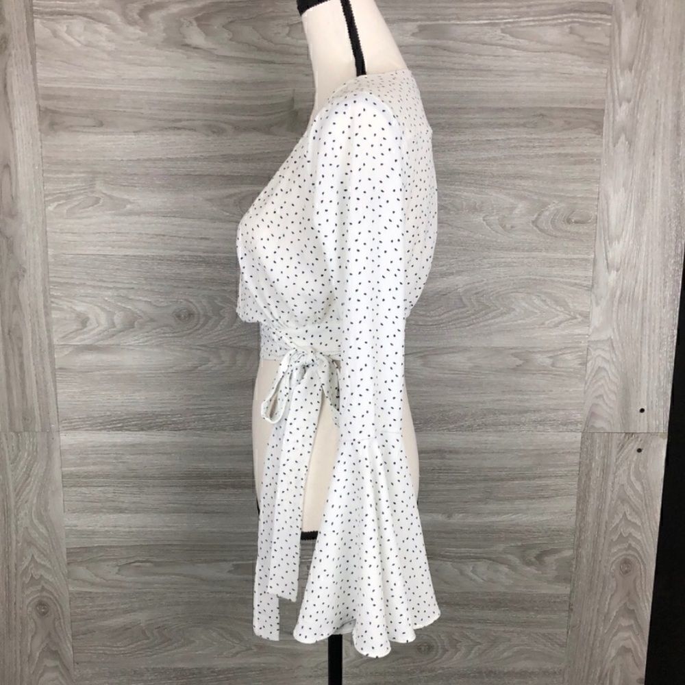 Polka Dot Cropped Blouse / Top with Bell Sleeves - Picture 5 of 8